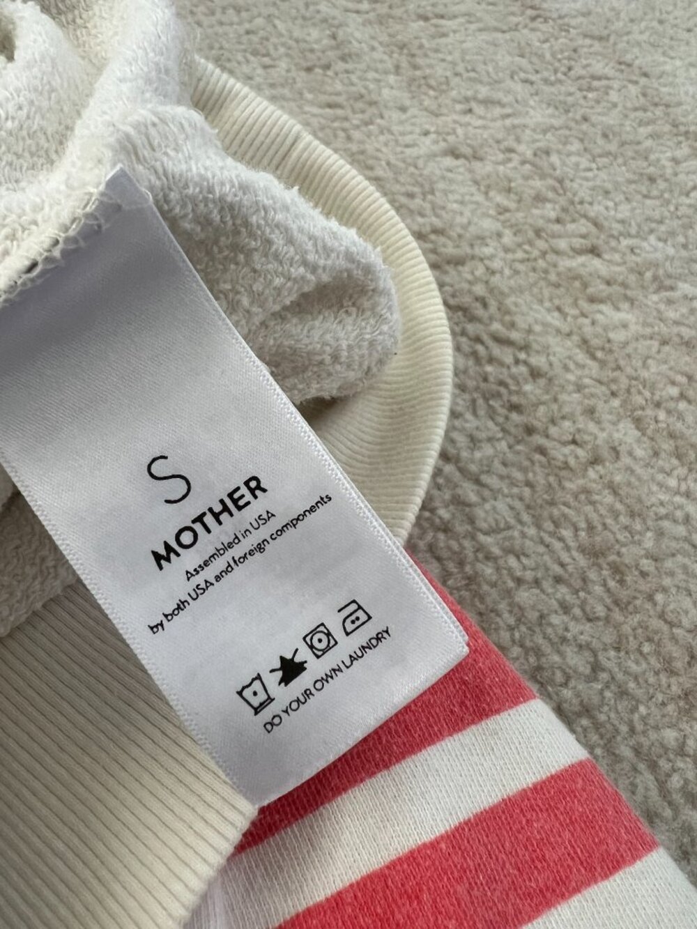 Mother The 1/2 & 1/2 Koozie Stripe Cotton Sweatshirt S - Picture 2 of 14